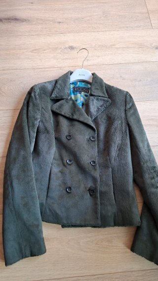 Chaqueta pelo tipo terciopelo MJN verde oliva
