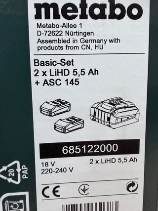 Baterías y Cargador Metabo 18V