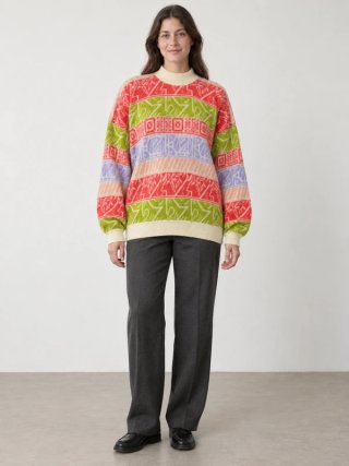 Jersey multicolor cuello perkins holgado L