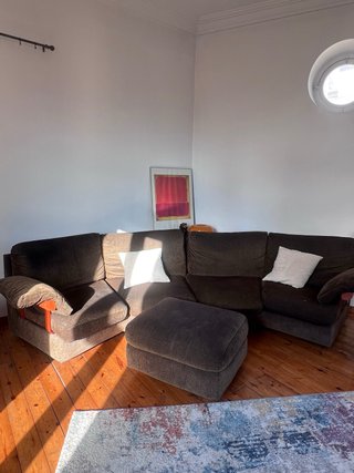 Divano modulare vintage marrone + pouf 3,20m