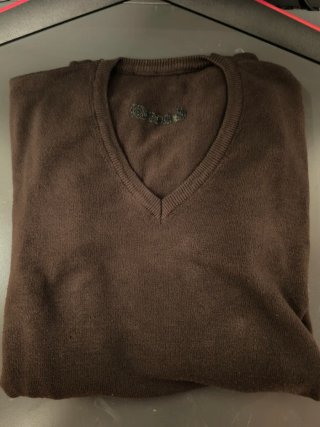 Maglione scollo a v marrone uomo