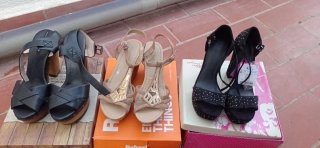 Lote,cuatro pares  de sandalias Elegantes Tacón