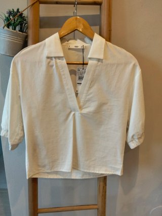 Blusa Blanca Mango Talla XS