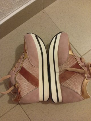 Zapatillas de Plataforma Rosa y Dorado