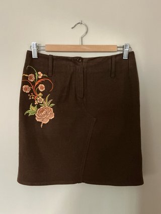 Falda Roberto Verino Marrón con Bordados T36
