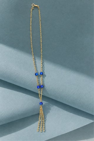 Collar  baño oro 18k con cuentas azules