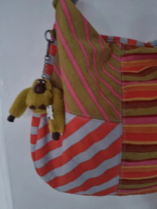 Bolso Kipling Multimix Rayas Naranja/Rosa