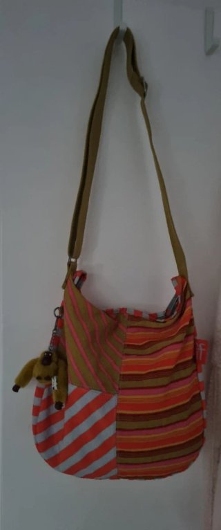 Bolso Kipling Multimix Rayas Naranja/Rosa