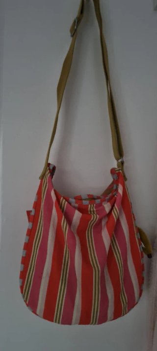 Bolso Kipling Multimix Rayas Naranja/Rosa