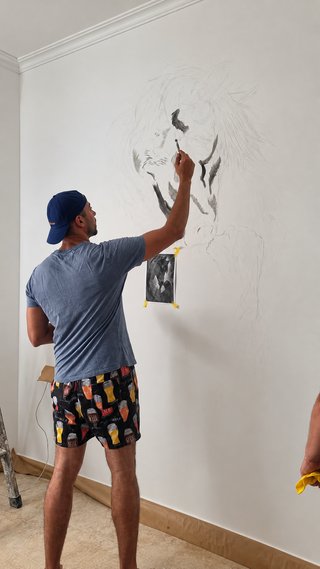 Mural artístico pared blanco arte urbano dibujo
