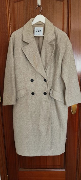 Abrigo largo Zara Beige Talla M