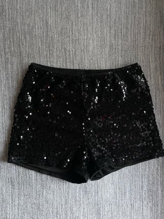 Pantalón corto lentejuelas negro