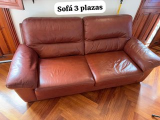 Sofá de 3 plazas de cuero marrón