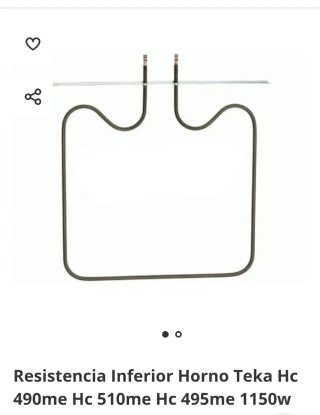 Resistencia Inferior Horno Teka HC495ME