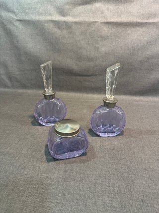 Juego tocador cristal violeta antiguo