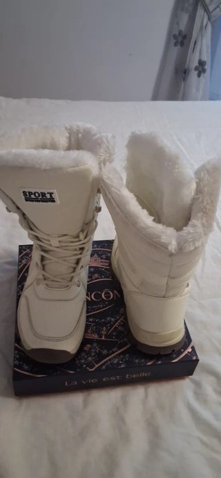 Botas de nieve blancas con forro