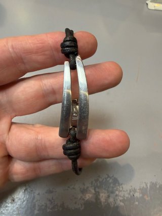 Pulsera Fossil Acero y Cuero Negra