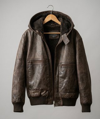 Cazadora Cuero Piel Marrón Estilo Aviador