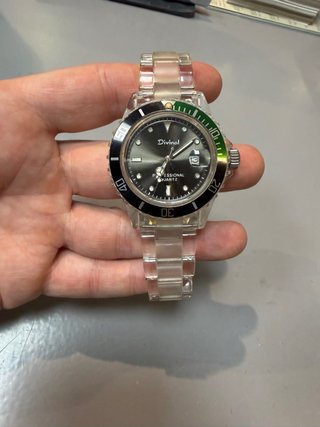 Reloj Divinal Transparente con Bisel Verde