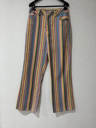Pantalón Wide Leg Multicolor Tiro Alto Rayas Y2K