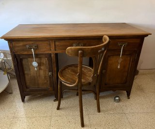 Escritorio Vintage de Madera con Silla