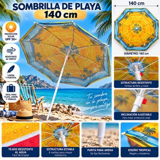 Sombrilla Playa Tropical 140 cm