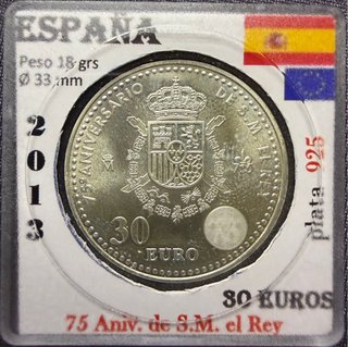 Moneda Plata 75 Aniversario S.M. el Rey
