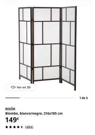 Biombo RISÖR Ikea blanco/negro 216x185 cm