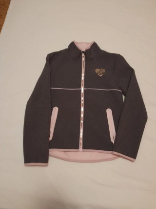 Chaqueta niña gris y rosa
