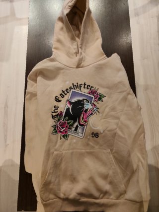 Sudadera beige con estampado de pantera
