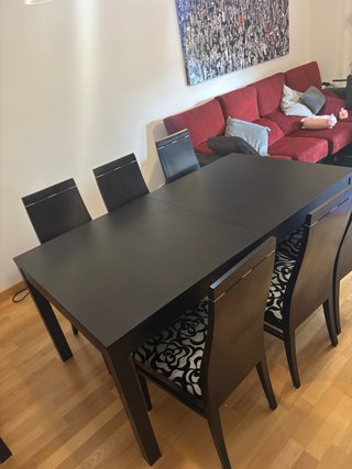Mesa de Comedor Grande extensible Negra