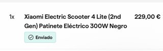 Patinete Eléctrico Xiaomi 4 Lite 300W Negro