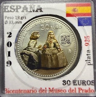 Moneda Plata 30 Euros Museo del Prado 2019