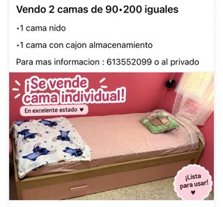 2 Camas Individuales 90x200