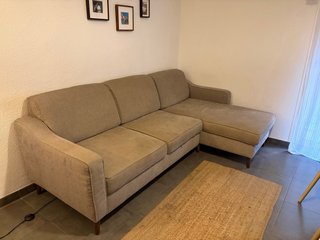Sofá cama chaise longue beige