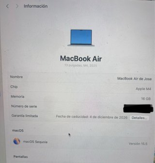 MacBook Air 13 2025 Plata (incluye caja)