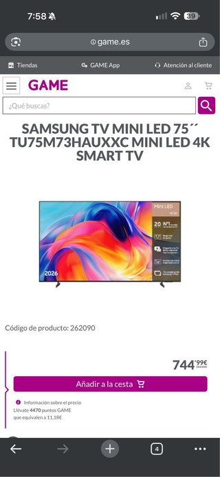 Samsung TV Mini LED 4K 75 TU75M73HAUXXC