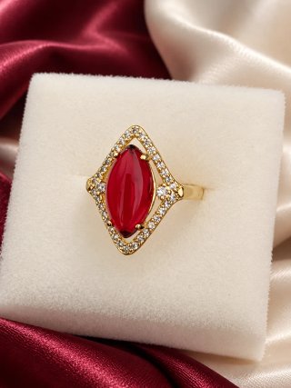 Anillo talla 7 con Cristal Rojo Gold filled