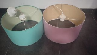 Lámparas de techo tela rosa y turquesa