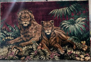Cuadro Tapiz Vintage de Terciopelo - Leones