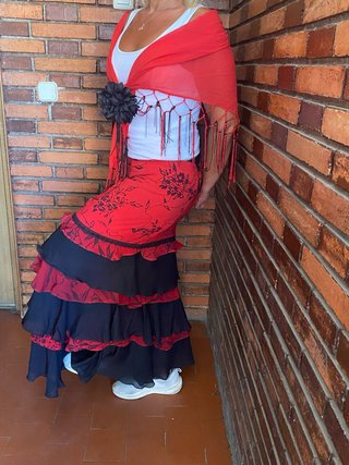 Falda flamenca larga volantes