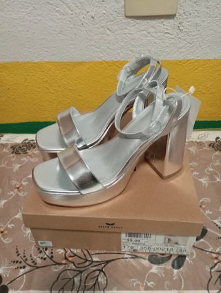 Sandalias Plataforma Plata Green Coast Talla 39