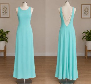 Vestido largo fiesta verde azulado