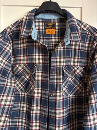 Camisa de cuadros Superdry azul y burdeos