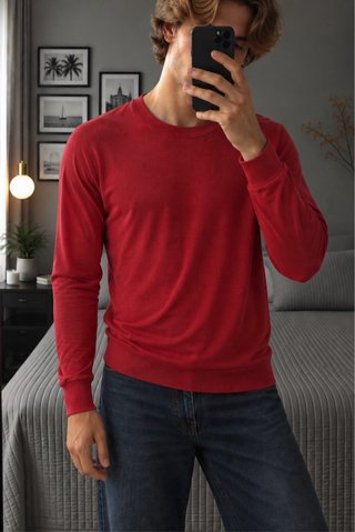 Camiseta Manga Marga Hombre Roja Talla L