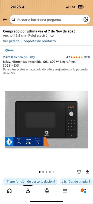 Microondas Balay Integrable Grill 800W