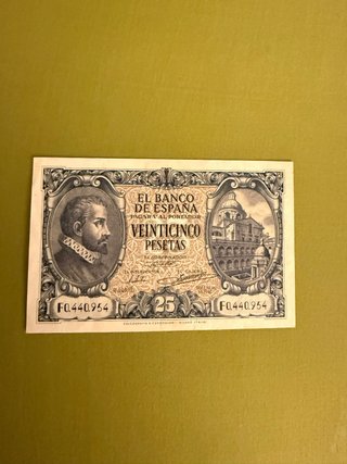 Billete 25 Pesetas 1940 Juan De Herrera EBC+