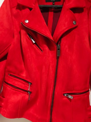 Chaqueta biker roja de antelina Only - Talla 38