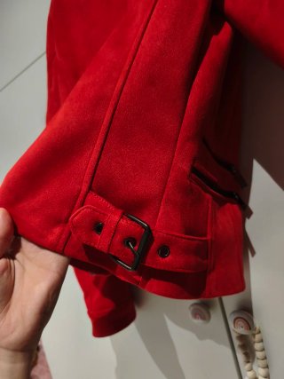 Chaqueta biker roja de antelina Only - Talla 38
