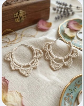 Pendientes Crochet Algodón Beige